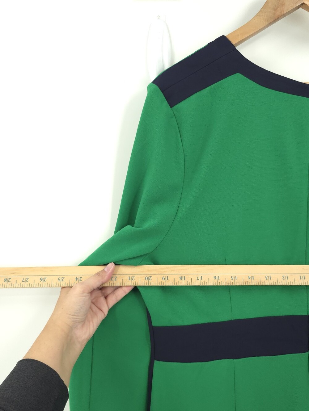 Boden Catherine Ponte Midi Dress Rich Emerald Colorblock Fit Flare Long Sleeve - Picture 12 of 16